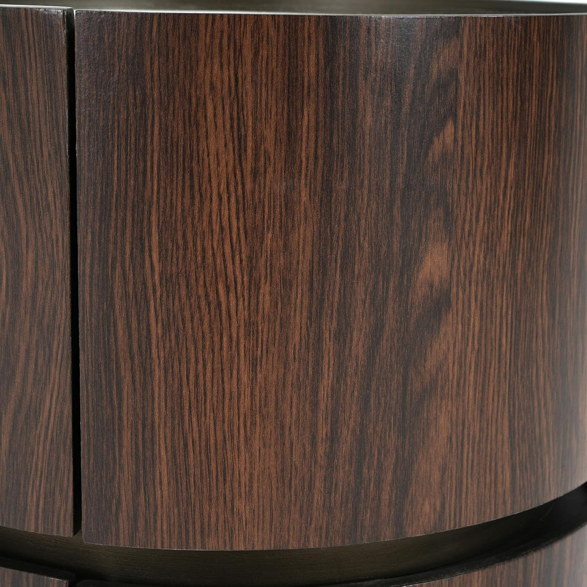 Italian High-End MDF Double-Layer Storage Round Side Table - Brown & Black Elegance