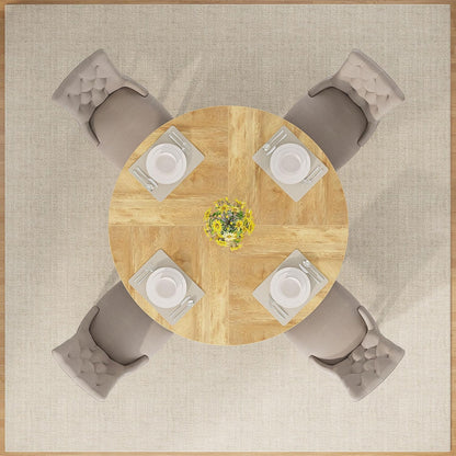 Tribesigns 47 inch Round Dining Table Wood Kitchen Table for Dining Room, 47" Dinner Room Tables for 4-6, Farmhouse Accent Furniture with Wooden Tabletop and Cross Base, Light Wood
