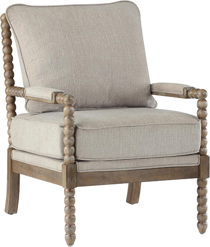 DUHOME Linen Fabric Spindle Accent Chair with Wood Frame,Modern Accent Chairs with Padded Spring Seat and Brushed White Base for Living Room Bedroom Farmhouse Home Office Belcony