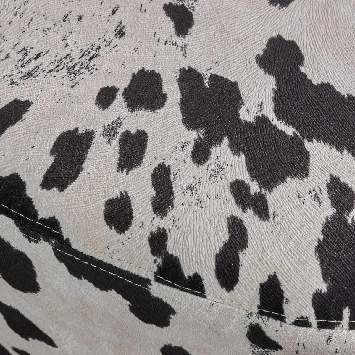 Modern Ottoman, Cow-Shaped Velvet Accent Footstool with Birch Legs for Living Room, Bedroom, Porch, Garden, Balcony Decor, Artsy Animal Print Foot Stool, Cute Foot Rest for Couch Sofa(Black + White