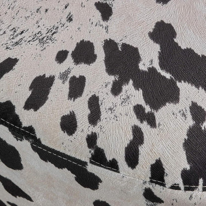 Modern Ottoman, Cow-Shaped Velvet Accent Footstool with Birch Legs for Living Room, Bedroom, Porch, Garden, Balcony Decor, Artsy Animal Print Foot Stool, Cute Foot Rest for Couch Sofa(Black + White