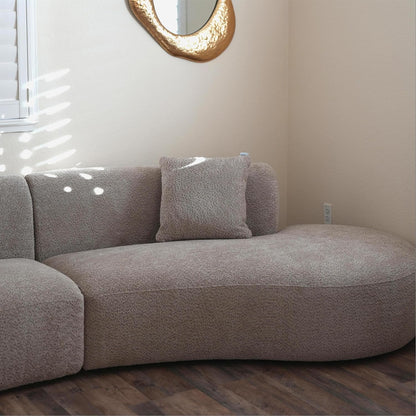 Acanva Modern Curved Sectional Living Room Couch, Minimalist Comfy Boucle Fabric Modular Sofa for Apartment, Home Office, 114" W Right Hand Facing, Light Coffee