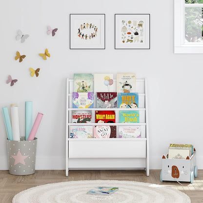 UTEX Kids Wood Table and Chair Set and Kids Sling Bookshelf