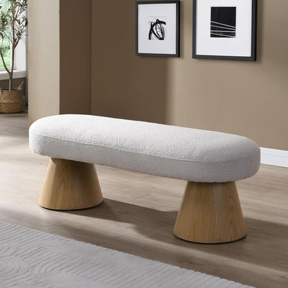 LUMISOL Upholstered End of Bed Bench, Dining Bench for Dining Room, Modern Stool Ottoman for Bedroom, Living Room, Dining Room, Entryway, Beige