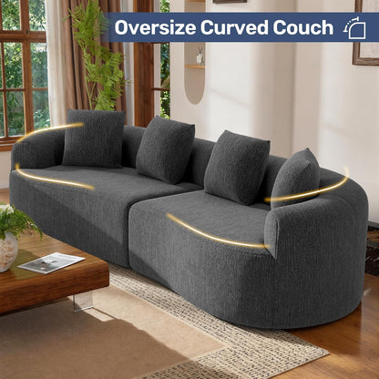 110” Modern Curved Sofa,Oversized Couch for Living Room,Cloud Couch,Modular Sectional Sofa with Deep Seat,No Assembly Required,Black