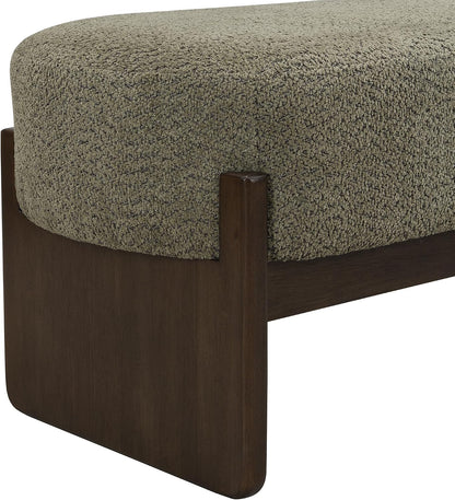 Virubi Elegant Upholstered Loop Yarn Ottoman, Dark Green End of Bed Entryway Benches, Corner Dining Bench Shoe Stool for Indoor Bedroom Living Dining Room (Dark Green)
