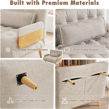 JASIWAY Convertible Sofa Chair Bed, 28" Mid-Century Sleeper for Adults