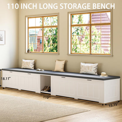 L Shaped Corner Storage Bench with Cushion,Modern Kitchen Breakfast Nook Bench with Storage,Flip-Top Shoe Storage Bench for Entryway,Hallway,Living Room,White