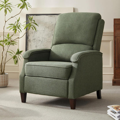 VKNOW Recliner Chair, Fabric Recliner with Soft Armrest, Home Theater Seating with Adjustable Push Back and Lumbar Support, Single Sofa for Adults, Lounge Chair for Living Room, Bedroom（Green）