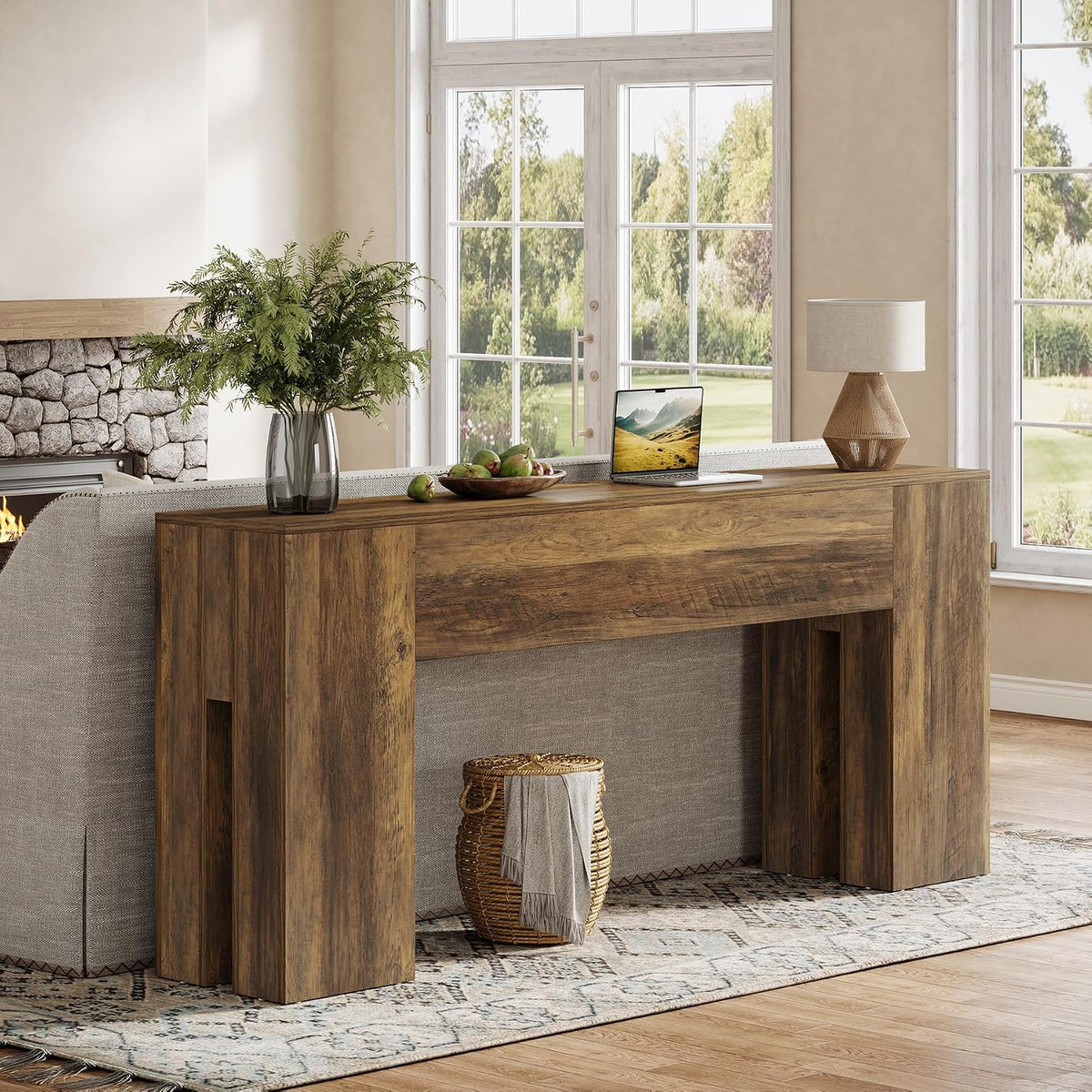 Tribesigns 71-Inch Long Console Table for Entryway, Farmhouse Sofa Console | Wood Entry Table, Console Table for Hallway, Foyer, 300 Lb Capacity, Sturdy and Stable, Easy Assembly, Rustic Brown