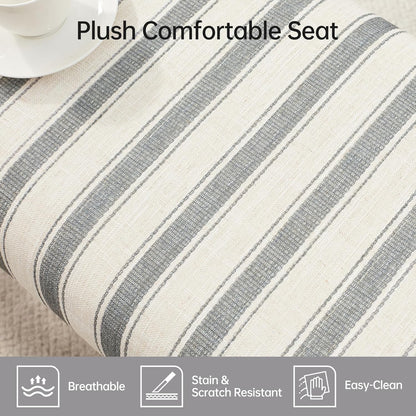 VKNOW 41" Upholstered Entryway Bench, End of Bed Bench with Cushion and Rubber Wood, Kitchen Dining Bench, Striped Bench for Dining Table, Bedroom, Living Room, Grey