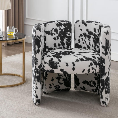 chairus Modern Dining Chairs Set of 2 Unique Sherpa Barrel Chairs Cute Comfy Upholstered Accent Chair for Living Room/Bedroom/Reception, Cow