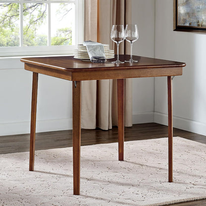 Stakmore Classic Straight Edge Square Wood Folding Table, 32x32, Fruitwood | Foldable Card Table, Wooden Tabletop Furniture for Cards, Board Games, Dining, and Extra Seating