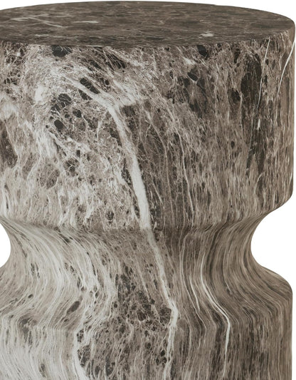 Modern End Table Cylindrical Side Table for Living Room,Farmhouse Nightstand with Faux Marble Texture and Magnesium Oxide Material for Small Space Living Room, Bedroom