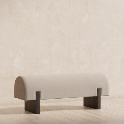 Maven Lane Juno Modern Wooden Upholstered Bench, Padded Seat for Kitchin Dining Room Table, Entryway Accent, or Window Seating in Refined Black Finish