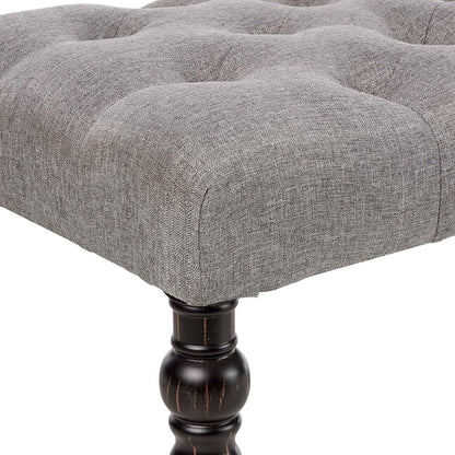Roundhill Furniture Leviton Fabric Tufted Turned Leg Dining Bench, gray