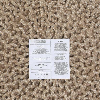 · REDEARTH · Round Pouf Ottoman - Hand Knitted Boho Poof - Beige Ivory