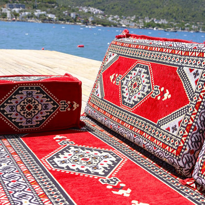 mysticalanatolia Majlis Floor Sofa Loveseat – 75x27x4 in Convertible Guest Mattress Traditional Arabic Seating Bohemian Style Living Room Furniture Futon Sets