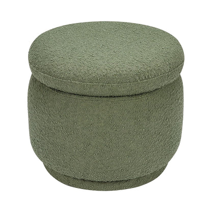 Enoki Storage Ottoman in Olive Boucle, Greenguard Gold Certified