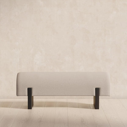 Maven Lane Juno Modern Wooden Upholstered Bench, Padded Seat for Kitchin Dining Room Table, Entryway Accent, or Window Seating in Refined Black Finish