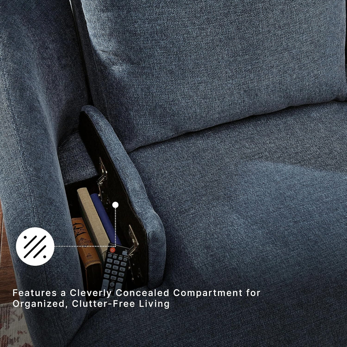 Signature Design by Ashley Modmax Swivel Glider Recliner, Hidden Storage & Washable Bolsters, Next-Gen Nuvella Performance Fabric, Modern Chair for Living Room or Office, Ink Blue