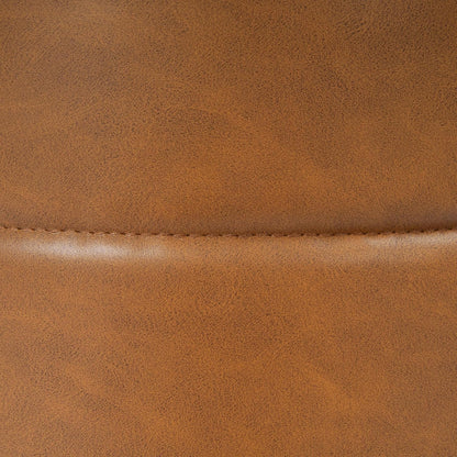 Spatial Order Upholstered Faux Leather Round Ottoman (No Lid, Seat Only) | Spatial Order Home Décor | Foot Rest Pouf – Camel Brown