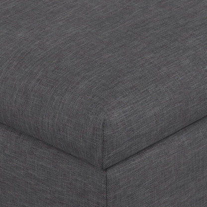 SIMPLIHOME Gabbie 36" Wide Linen Look Fabric Storage Ottoman in Slate Grey | Contemporary ottoman with lift-top storage; rectangle storage bench for living room, bedroom, and entryway.